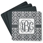 Monogrammed Damask Square Rubber Backed Coasters - Set of 4 (Personalized)