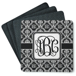 Monogrammed Damask Square Rubber Backed Coasters - Set of 4 (Personalized)