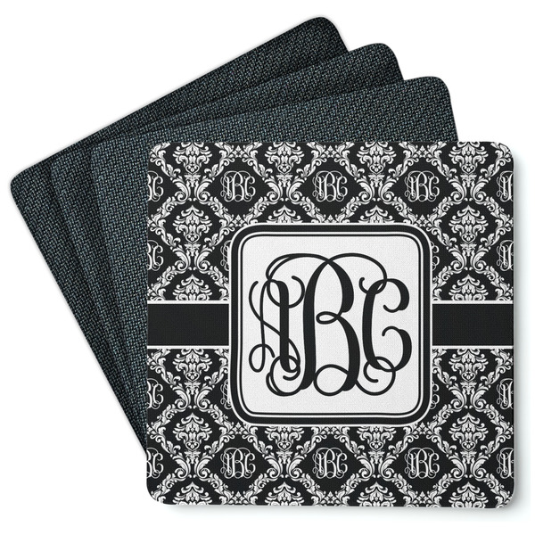 Monogrammed Damask Coaster Rubber Back - Main