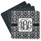 Monogrammed Damask Square Rubber Backed Coasters - Set of 4 (Personalized)