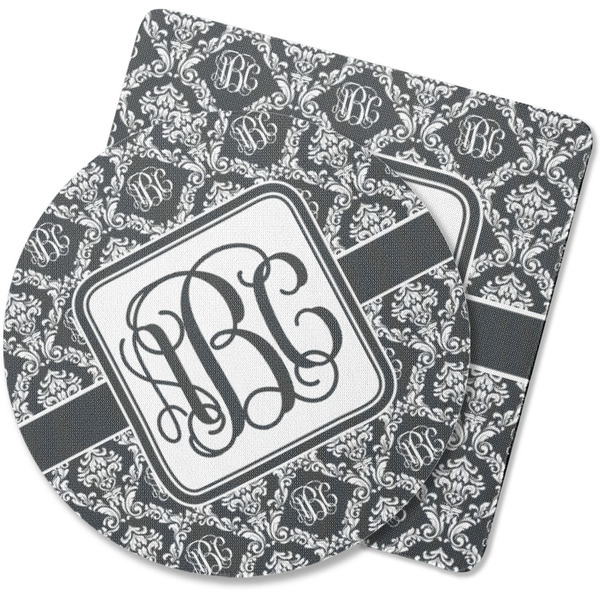 Custom Monogrammed Damask Rubber Backed Coaster (Personalized)