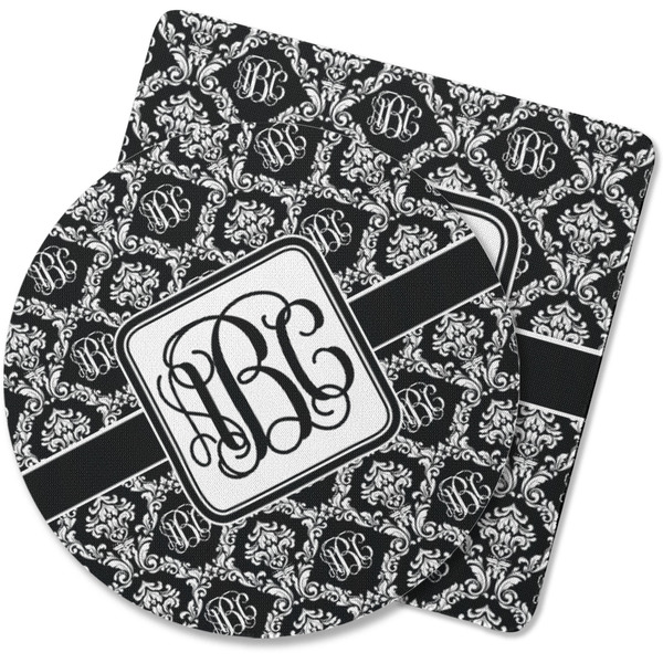 Custom Monogrammed Damask Rubber Backed Coaster (Personalized)