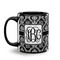 Monogrammed Damask Coffee Mug - 11 oz - Black