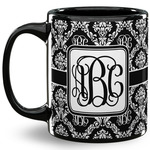 Monogrammed Damask 11 Oz Coffee Mug - Black