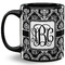 Monogrammed Damask Coffee Mug - 11 oz - Full- Black