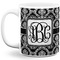 Monogrammed Damask Coffee Mug - 11 oz - Full- White