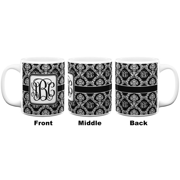 Monogrammed Damask Coffee Mug - 11 oz - White APPROVAL