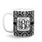Monogrammed Damask Coffee Mug - 11 oz - White