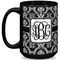 Monogrammed Damask Coffee Mug - 15 oz - Black Full