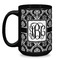 Monogrammed Damask Coffee Mug - 15 oz - Black
