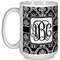 Monogrammed Damask 15 Oz Coffee Mug - White