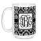 Monogrammed Damask Coffee Mug - 15 oz - White