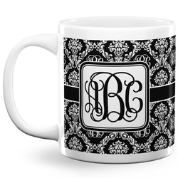 Monogrammed Damask 20 Oz Coffee Mug - White