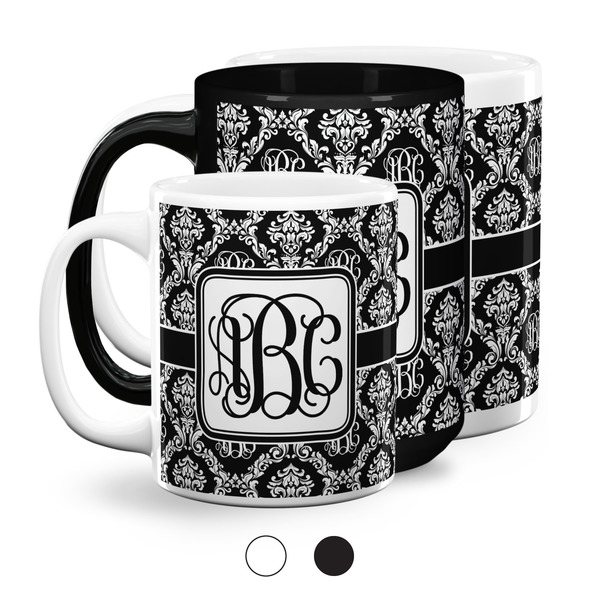 Monogrammed Damask Coffee Mugs Main
