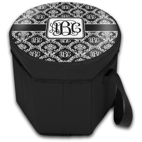 Monogrammed Damask Collapsible Personalized Cooler & Seat (Closed)