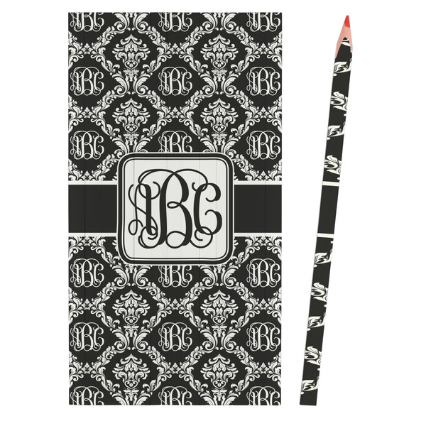 Monogrammed Damask Colored Pencils - Front View