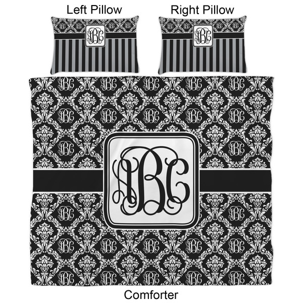 Monogrammed Damask Comforter Set - King - Approval