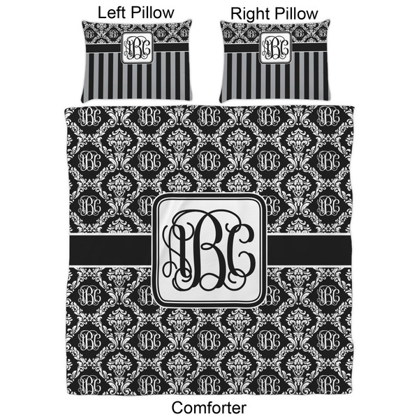 Monogrammed Damask Comforter Set - Queen - Approval