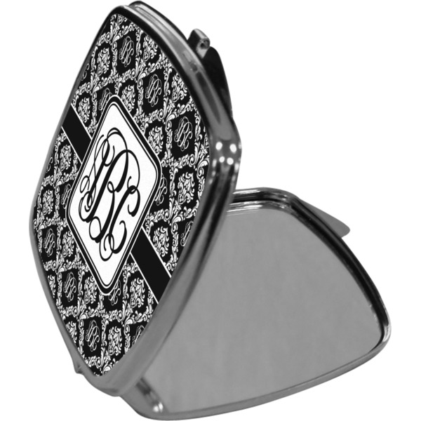 Monogrammed Damask Compact Mirror (Side View)