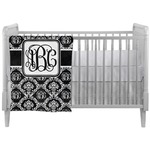 Monogrammed Damask Crib Comforter / Quilt (Personalized)