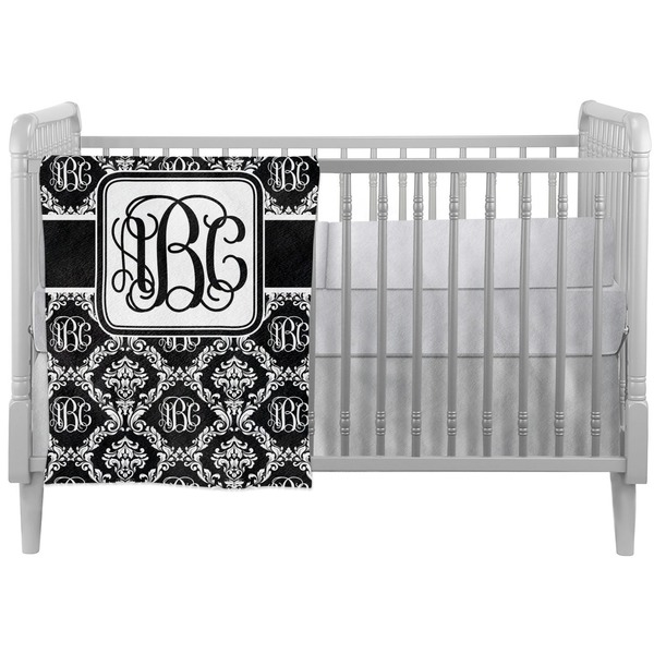 Custom Monogrammed Damask Crib Comforter / Quilt (Personalized)