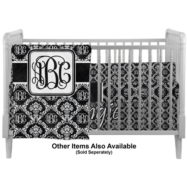Monogrammed Damask Crib - Profile Sold Seperately