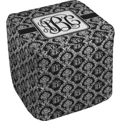 Monogrammed Damask Cube Pouf Ottoman (Personalized)