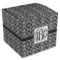 Monogrammed Damask Cube Favor Gift Box - Front/Main