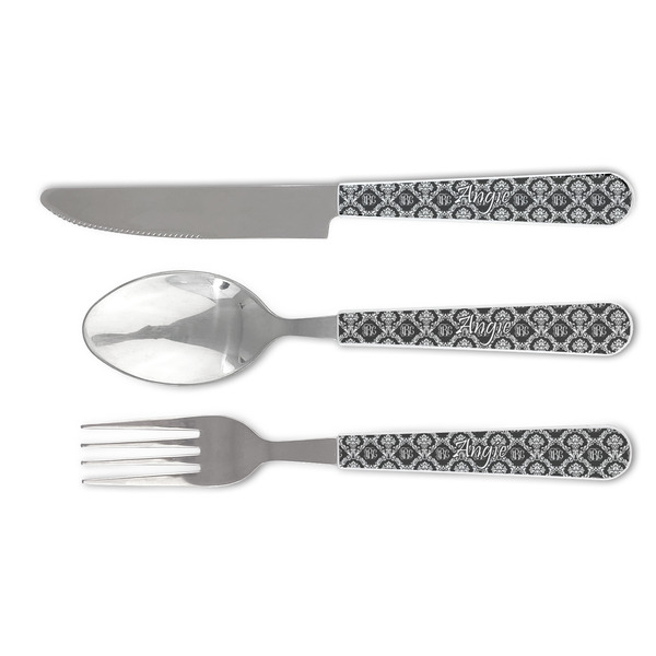 Custom Monogrammed Damask Cutlery Set