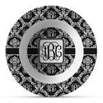 Monogrammed Damask Plastic Bowl - Microwave Safe - Composite Polymer (Personalized)
