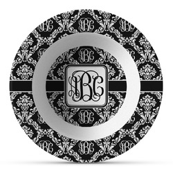 Monogrammed Damask Plastic Bowl - Microwave Safe - Composite Polymer (Personalized)