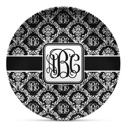 Monogrammed Damask Microwave Safe Plastic Plate - Composite Polymer (Personalized)