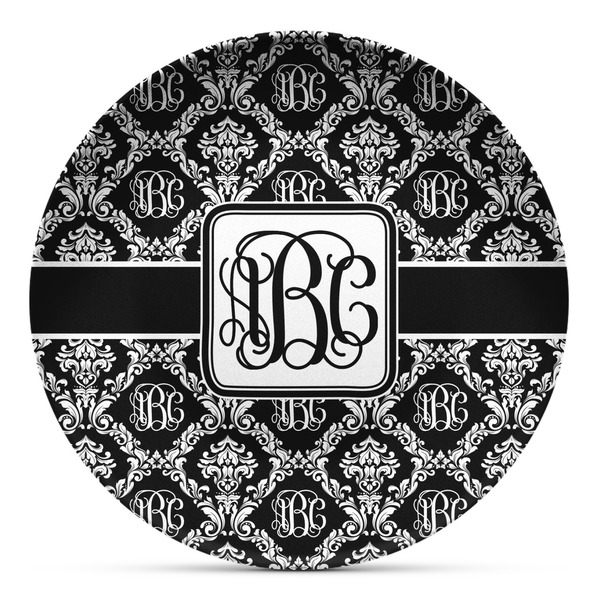 Custom Monogrammed Damask Microwave Safe Plastic Plate - Composite Polymer (Personalized)