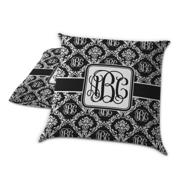 Monogrammed Damask Decorative Pillow Case - TWO