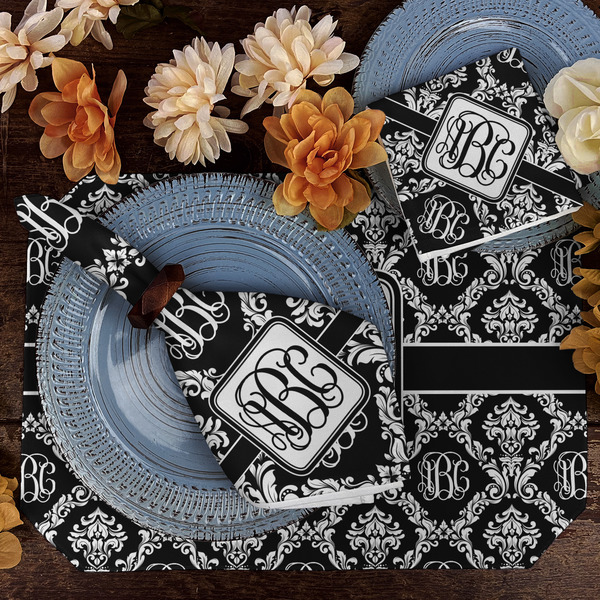 Monogrammed Damask Dining Set