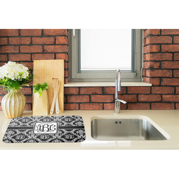 Monogrammed Damask Dish Drying Mat - LIFESTYLE 2