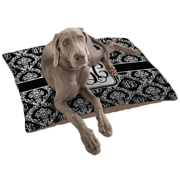 Custom Monogrammed Damask Dog Bed - Large