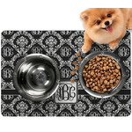 Monogrammed Damask Dog Food Mat - Small
