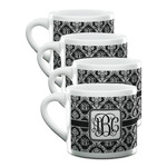 Monogrammed Damask Double Shot Espresso Cups - Set of 4