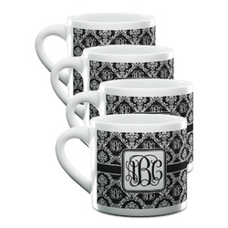 Monogrammed Damask Double Shot Espresso Cups - Set of 4