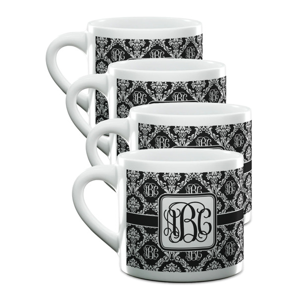 Custom Monogrammed Damask Double Shot Espresso Cups - Set of 4