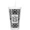 Monogrammed Damask Double Wall Tumbler with Straw (Personalized)