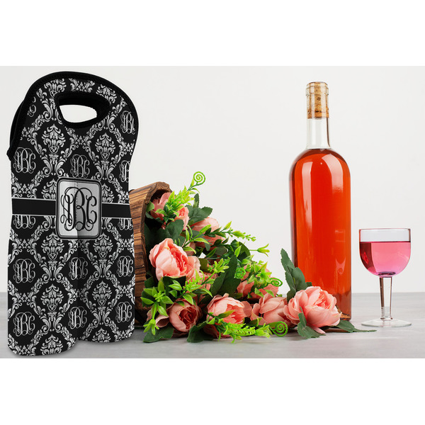 Monogrammed Damask Double Wine Tote - LIFESTYLE (new)