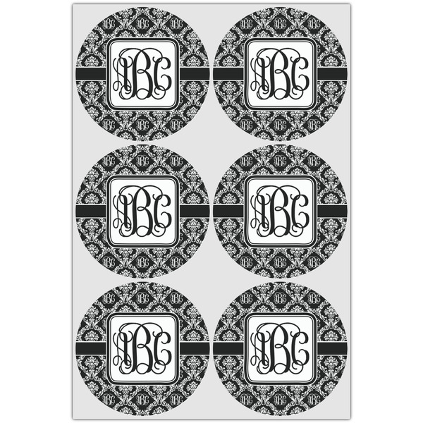 Monogrammed Damask Drink Topper - XLarge - Set of 6