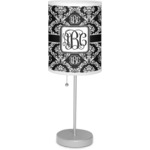 Monogrammed Damask Lamp with Drum Shade