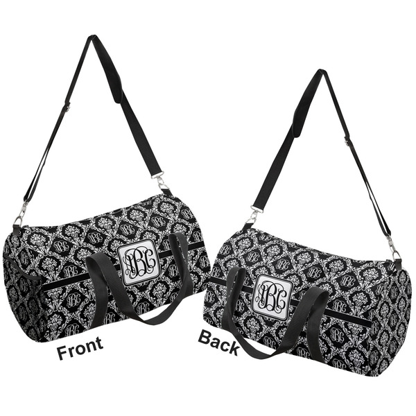 Monogrammed Damask Duffle bag large front and back sides