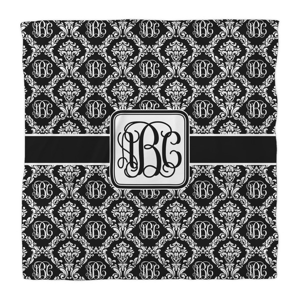 Monogrammed Damask Duvet Cover - Queen - Front