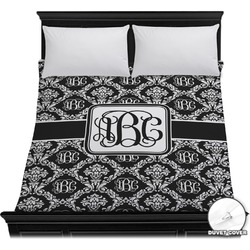 Monogrammed Damask Duvet Cover - Full / Queen (Personalized)