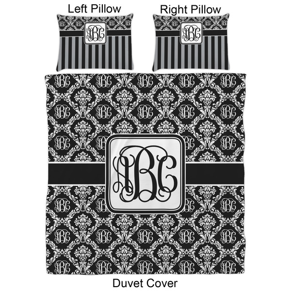 Monogrammed Damask Duvet Cover Set - Queen - Approval