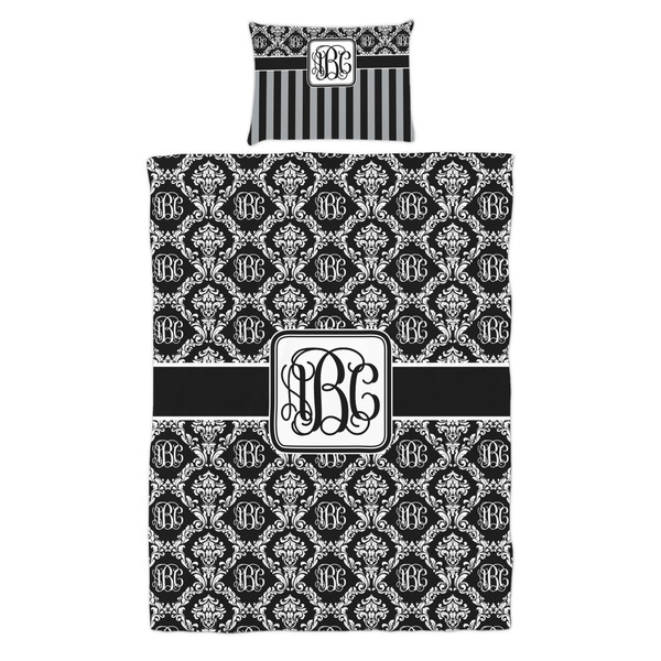 Monogrammed Damask Duvet Cover Set - Twin - Alt Approval